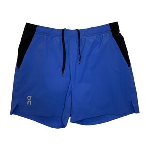 On Cloud Essential Short Mens L Blue Lined 5’ Inseam Running Performance Gym